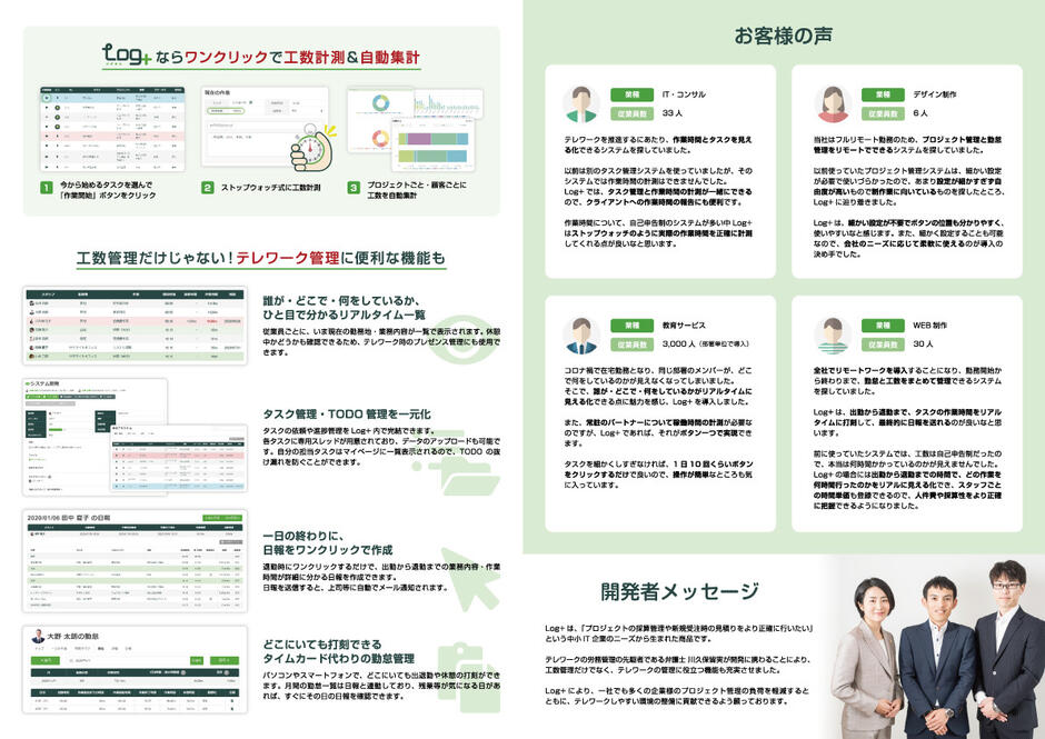 Log+（ログタス）　パンフレットの裏面